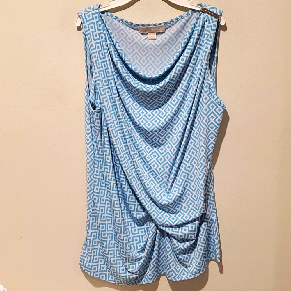 Michael Kors Blue Geometric Patterned Women's Top